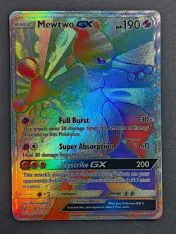 Mewtwo GX 76/73 Rainbow Secret Rare Pokemon Shining Legends - Image 1
