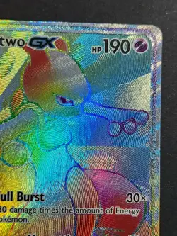 Mewtwo GX 76/73 Rainbow Secret Rare Pokemon Shining Legends - Image 5