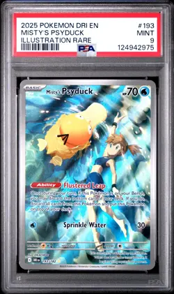 2025 POKEMON DRI EN-DESTINED RIVALS #193 MISTY'S PSYDUCK ILLUSTRATION RARE PSA 9 - Image 1