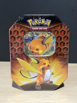 POKEMON HIDDEN FATES RAICHU GX FACTORY SEALED TIN - Image 1