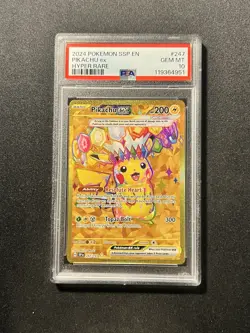 2024 Pokemon SSP EN Pikachu EX Hyper Rare #247 PSA 10 GEM MINT - Image 1