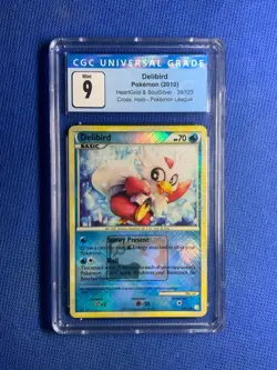 POKEMON CGC 9 MINT CROSS HATCH HOLO DELIBIRD HEARTGOLD SOULSILVER PSA 39/123 - Image 1