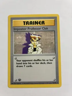 Pokemon Cards: Base Set 1st Edition Rare: Imposter Professor Oak 73/102 MINT!! - Image 1