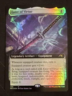 1x Foil Eater of Virtue (496) Extended Art Kamigawa: Neon Dynasty LP MTG Magic - Image 1