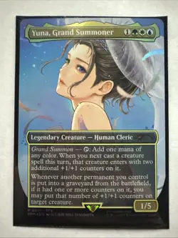 Yuna, Grand Summoner Promo 0001 Final Fantasy Mtg Borderless Foil - Image 1