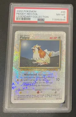 2002 PIDGEY REVERSE HOLO FOIL LEGENDARY COLLECTION POKEMON PSA 8 85/110 - Image 1