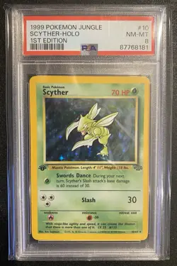 PSA 8 Scyther 1st Edition Holo Rare Jungle 1999 Pokemon TCG Card #10 - Image 1