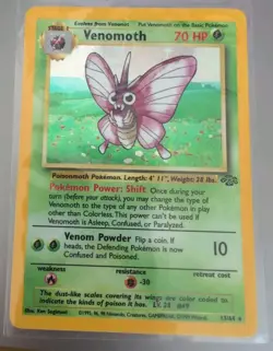 Pokemon TCG Venomoth Holo Unlimited Rare Card 13/64 Jungle Base Set - Image 1
