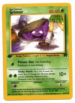 Pokemon Card: Grimer 57/82 1st Edition Team Rocket Set Rare! EXC - Image 1