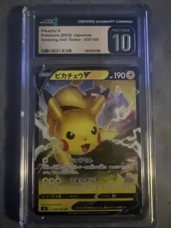CGC 10 Pristine Pikachu V 030/100 Amazing Volt Tackle s4 Pokemon Card - Image 1