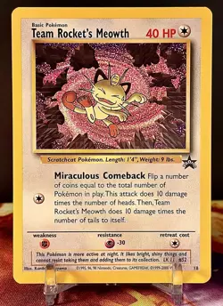 LP Team Rocket's Meowth Pokemon Card | Black Star Promo | WoTC Promos 18/53 - Image 1