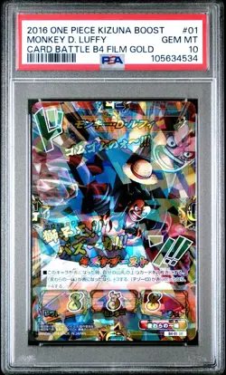 PSA 10 2016 ONE PIECE KIZUNA BOOST CARD BATTLE B4 FILM GOLD #01 MONKEY D. LUFFY - Image 1