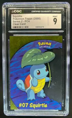 2000 Topps Pokemon Series 2 Squirtle Clear Card #07 PC4 CGC 9 - Image 1