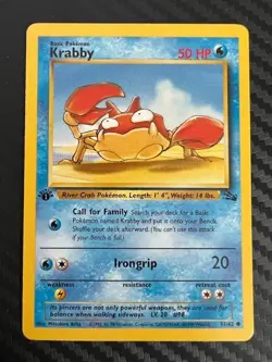 Pokemon TCG Krabby 51/62 Fossil Regular 1st Ed LP - Image 1