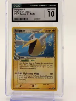 CGC GM10 Pelipper Pokemon 2007 POP Series 5 14/17 Shadowless - Image 1