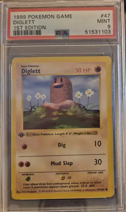 1999 English Pokemon 1st Edition Base Set PSA 9 Mint DIGLETT 47/102 - Image 1