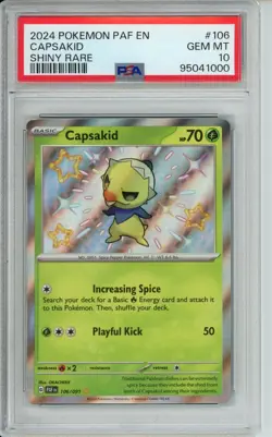 2024 Pokemon PAF EN #106 Capsakid Shiny Rare Paldean Fates PSA 10 - Image 1