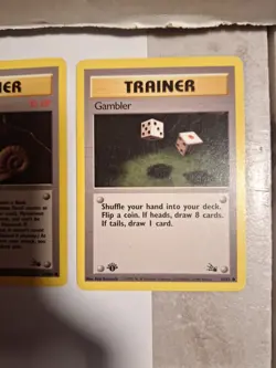 Pokemon Fossil 1st Edition Trainer Lot of 3 (Recycle-Mysterious Fossil-Gambler) - Image 4