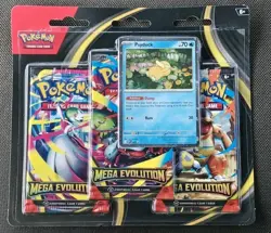 Pokemon TCG Mega Evolution 3-Pack Blister Card Psyduck Foil Promo NEW/Sealed - Image 1