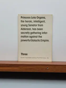 STAR WARS Wonderbread 1977 Vintage PRINCESS LEIA ORGANA No.3 Card Ex-Mt - Image 2