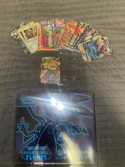 Phantasmal Flames Pokemon Center Exclusive ETB plus single cards - Image 1