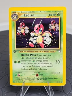 First Edition Ledian Pokemon Card - 39/111 Neo Genesis Excellent Condition - Image 1