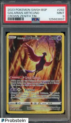 2023 Pokemon SWSH BSP Crown Zenith Tins #282 Galarian Articuno PSA 9 MINT - Image 1
