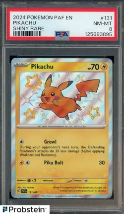 2024 Pokemon PAF EN Shiny Rare #131 Pikachu PSA 8 NM-MT - Image 1