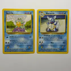Pokemon TCG Squirtle Wartortle 2-Card Evolution Lot WOTC Vintage 1999 - Image 1