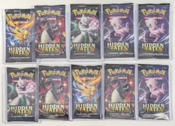 AUCTION #3 LOT of (10) Pokemon Hidden Fates Factory Sealed Booster Packs - Image 1