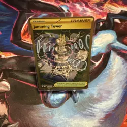 Pokemon TCG Destined Rivals Jamming Tower Gold Holo Hyper Rare 243/182 Near Mint - Image 1