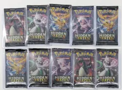 AUCTION #1 LOT of (10) Pokemon Hidden Fates Factory Sealed Booster Packs - Image 1