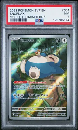 2023 POKEMON SVP EN-SV BLACK STAR PROMO 151 ELITE TRAINER BOX #051 SNORLAX PSA 7 - Image 1