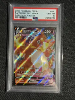 2020 Pokemon SWSH FA/Charizard VMAX Darkness Ablaze #020 PSA 10 - Image 1