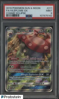 2019 Pokemon S & M Cosmic Eclipse #211 Vileplume Gx FA PSA 9 MINT - Image 1
