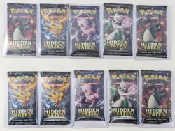 AUCTION #1 LOT of (10) Pokemon Hidden Fates Factory Sealed Booster Packs - Image 1