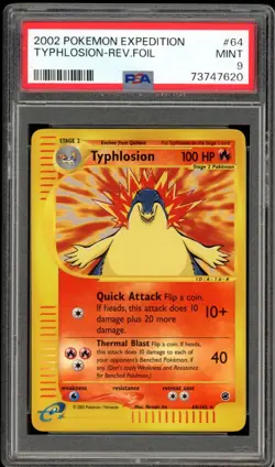 2002 Pokemon Expedition #64 Typhlosion Reverse Holo PSA 9 Mint - Image 1