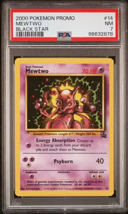 2000 Pokemon GAME CARD Mewtwo Promo Black Star #14 PSA 7 NM WOTC NINTENDO - Image 1
