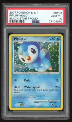 PIPLUP 2007 POKEMON DIAMOND PEARL #DP03 BLACK STAR PROMO HOLO CARD PSA 10 ONLY 7 - Image 1