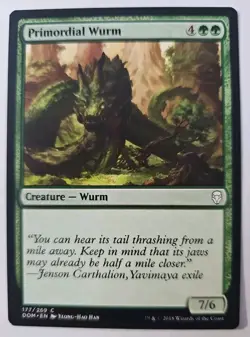 MTG Magic The Gathering Card Primordial Wurm Creature Wurm Green Dominaria 2018 - Image 1
