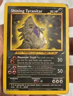 Shining Tyranitar 113/105 Neo Destiny Unlimited Holo Pokemon Card HP - Image 2