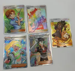 Lot of (5) Assorted Pokemon TCG Trainer Raw Cards Hau Piers Team Rocket's Proton - Image 1
