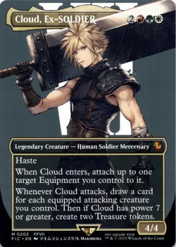 Cloud, Ex-SOLDIER BORDERLESS Commander: Final Fantasy Magic MTG NM - Image 1