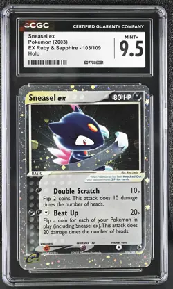 CGC 9.5 MINT+ Sneasel ex 2003 EX Ruby & Sapphire 103/109 Holo Pokemon Card - Image 1