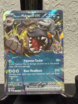Pokemon TCG Destined Rivals Arven's Mabosstiff EX Holofoil Card 139/182 - Image 1