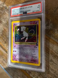 Pokemon 2000 Black Star Promo Pokemon League MEW Holo with SWIRL #9 PSA 7 RARE 5 - Image 1