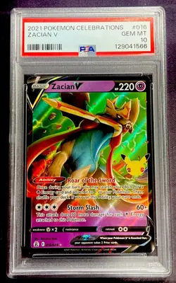 2021 Pokemon Celebrations #016 ZACIAN V PSA 10 GEM MINT *1566 - Image 1