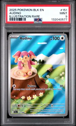 2025 POKEMON BLK EN-BLACK BOLT ILLUSTRATION RARE #151 AUDINO PSA 9 - Image 1