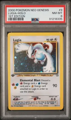 2000 POKEMON NEO GENESIS 1ST ED #9 LUGIA-HOLO PSA 8 - Image 1