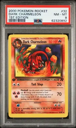 2000 POKEMON ROCKET 1ST ED #32 DARK CHARMELEON PSA 8 - Image 1